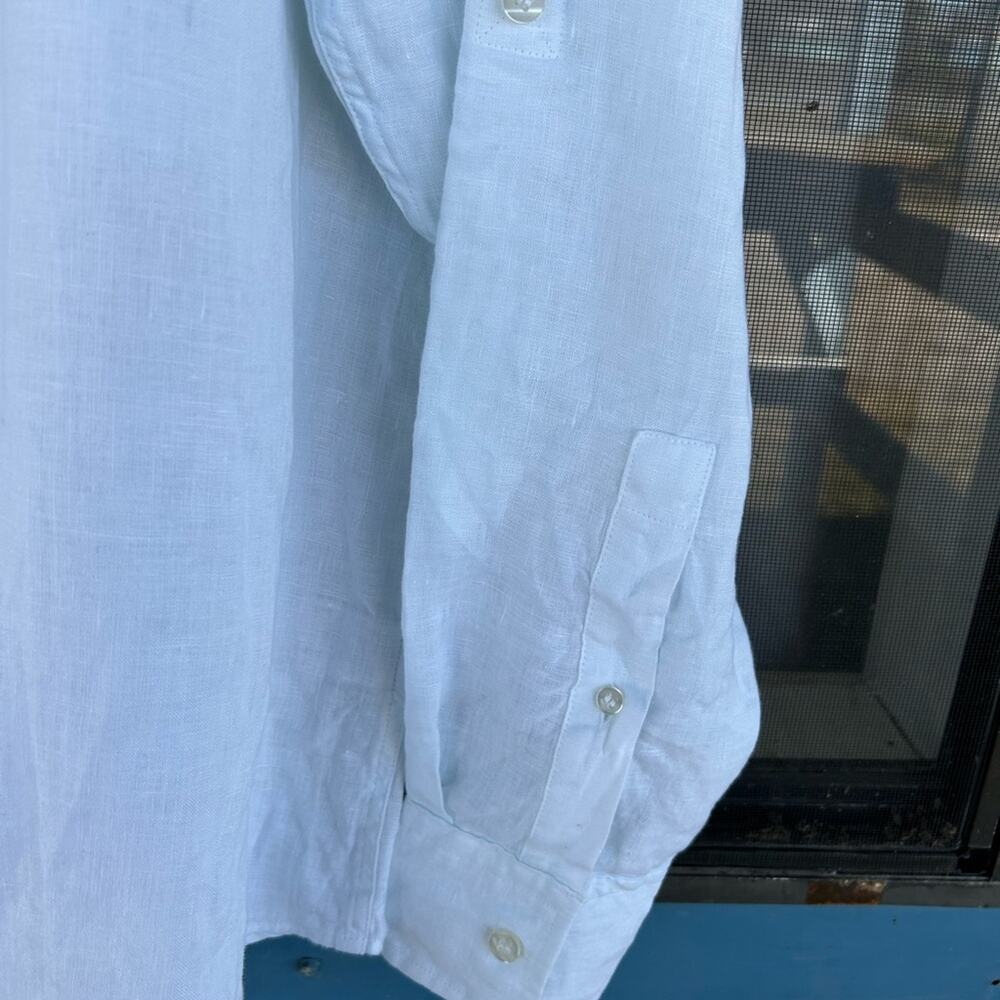 Baird McNutt Linen Classic Fit Mandarin Collar Long Sleeve Woven Shirt XLT - Picture 4 of 7